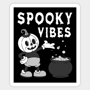 Retro Halloween Pumpkin Spooky Vibes Ghost Vintage Groovy Autumn Magnet